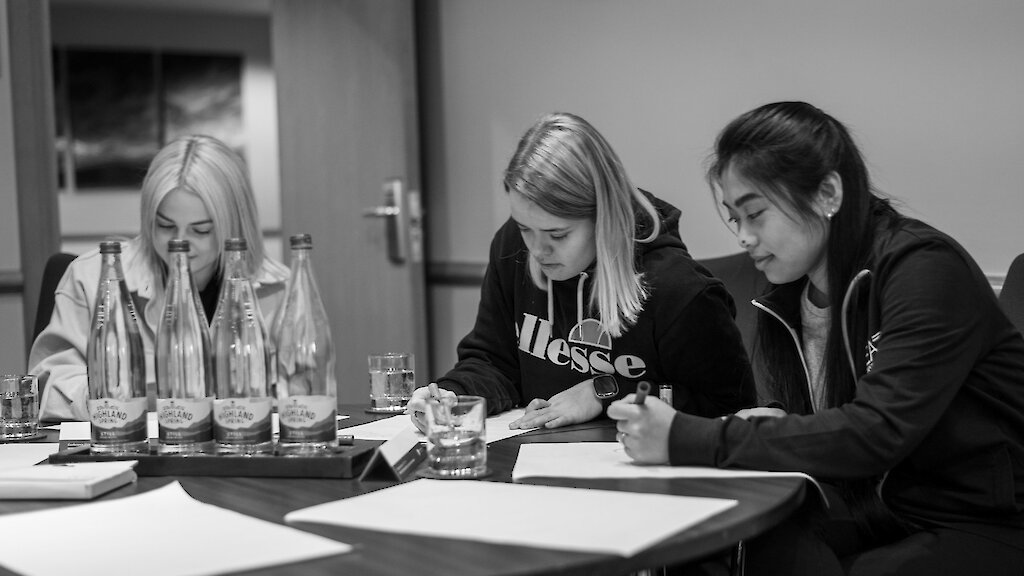 Some of the team during a development session